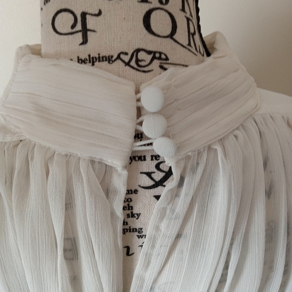 A Loves A Chiffon Feather Trim Ruched Mock Neck Long Sleeve Fit and Flare Dress - Picture 7 of 12